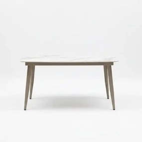 Stół ogrodowy aluminiowy beżowy 180x90 cm Spiek kamienny solidny i trwały
