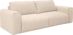 Kanapa 3-osobowa rozkładana typu express z beżowej tkaniny - Powierzchnia spania 140 cm Materac 16 cm POGLO