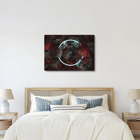 Obraz - Neonowe koło między palmami (70x50 cm)