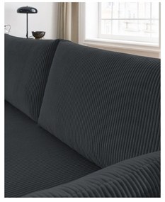 Ciemnoszara sztruksowa rozkładana sofa 211 cm Marcel – Bobochic Paris