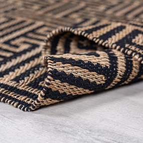 Czarno-naturalny dywan z mieszanki juty tkany ręcznie 120x170 cm Meander Jute – Flair Rugs