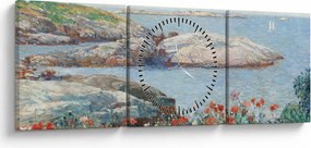 Obraz - Childe Hassam, Poppies,  Isles of Shoals, reprodukcje (z zegarem) (90x30 cm)