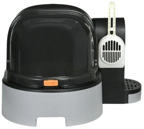 PawHut Kuweta Domek dla Kota z Łopatką 2 Wysuwane Tace Pokrywa Szary 52x60x42cm | Aosom PL