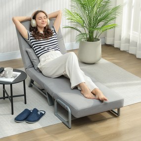 HOMCOM fotel rozkładany, fotel tapicerowany, przekształcany w łóżko dla gości, ergonomiczny, jasnoszary