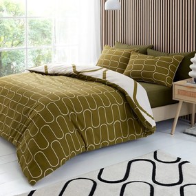 Pościel dwuosobowa w kolorze khaki/beżowa 230x220 cm Linear Curve – Catherine Lansfield