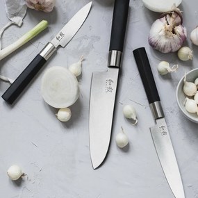 Kai Zestaw 3 noży Wasabi Black – uniwersalny mały, uniwersalny duży i santoku