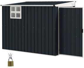 Outsunny Domek ogrodowy na narzędzia, z oknem, otworami wentylacyjnymi, zamykany, ze stali, Ciemnoszary