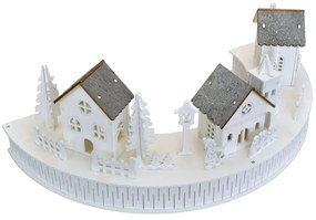 Drewniana dekoracja LED Wioska z kościołem, 40 x14 x 20 cm, półkole