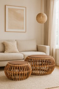 Dwa kawowe stoliki w stylu boho R2-D74