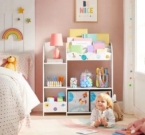 Biało kolorowy regał na zabawki i książki W1-S70