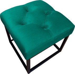 Pufa CHESTERFIELD tkanina Welur loft ławka podnóżek metal : Kolor Stelaża - Czarny , Kolor tkaniny - VELVET - MG20, Typ tkaniny - Velvet