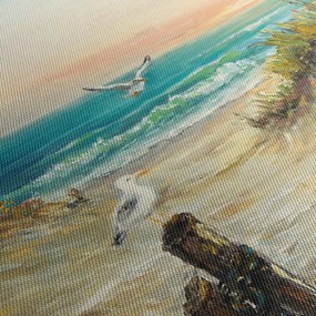 Obraz - Piaszczysta plaża (z zegarem) (90x30 cm)