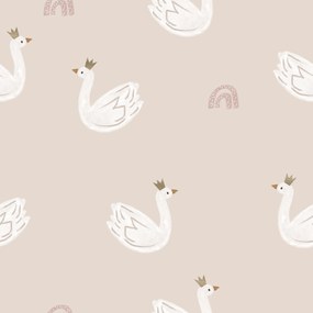 PrzytulneMieszkanie.pl Bawełniane prześcieradło SWAN CLOUD różowe 140x240 cm
