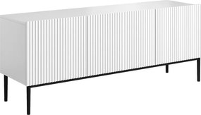 Szafka RTV Nicole 150 cm na metalowych nogach z szufladą - biały mat / czarne nóżki