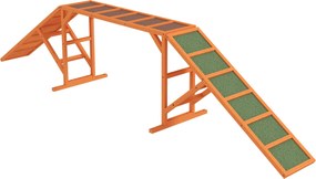 PawHut Rampy Agility dla Psów, Parcours, Antypoślizgowe, Odporne na Warunki Atmosferyczne, Drewno, 325 x 55 x 69 cm, Pomarańczowe
