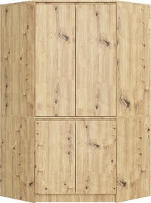 Szafa narożna AKORD S100 Dąb Artisan 100 cm 4 drzwi fronty kolor Dąb Artisan mat 6 półek 100x50x180 cm