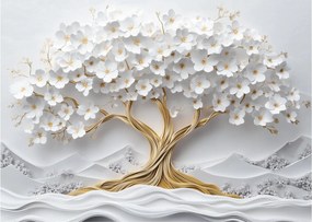 Obraz – Eleganckie drzewo życia 3D pełne kwiatów (70x50 cm)