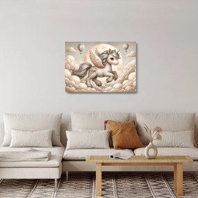 Obraz na szkle - Jednorożec w chmurach (70x50 cm)