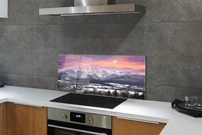 Panel szklany do Kuchni Góry w Zimowej Szacie