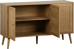 Komoda Ballo z szafkami i plecionką rattanową