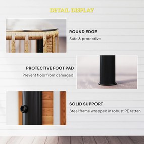 Outsunny Stół ogrodowy Polyrattan, 65 x 65 x 43 cm, odporny na warunki atmosferyczne kwadratowy z blatem ze szkła kolor naturalny