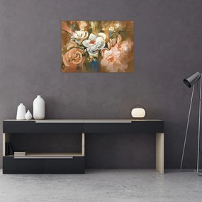 Obraz na szkle- Malowany bukiet kwiatów (70x50 cm)