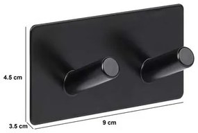 Haczyk samoprzylepny STIKY+ 2 wieszaki, stal nierdzewna, 9 x 3,5 x 4,5 cm