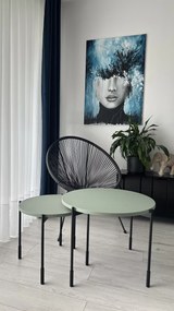 Stolik kawowy Sonatia 60 cm okrągły na metalowych nogach - oliwka