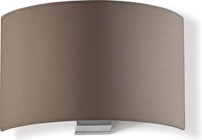 Kinkiet Amsterdam w klasycznym stylu - Wysoko?? 21 cm - wn?trze - stal i satynowany nikiel - br?zowy bawe?niany aba?ur - E27 Ø45 Max. 40W-IP20