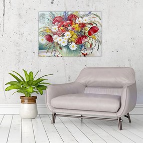 Obraz na szkle wazonu z dzikimi kwiatami (70x50 cm)