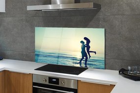 Panel szklany do Kuchni Ludzie nad Brzegiem Morza