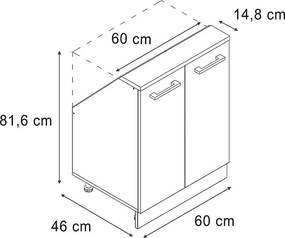 Szafka kuchenna na dach skośny czerwony wysoki połysk/biały 60x46x81.6 r-line
