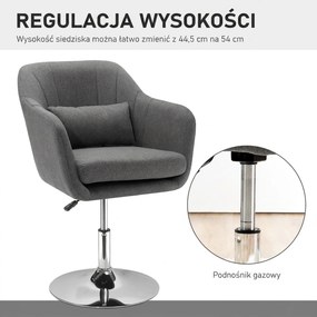HOMCOM Krzesło biurowe krzesło obrotowe fotel obrotowy z regulacją wysokości tkanina kolor ciemnoszary