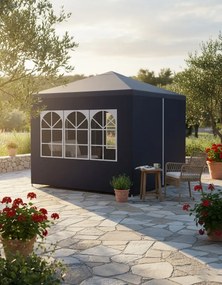 Niebieski namiot ogrodowy z oknami B3-F09