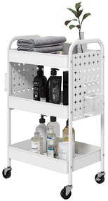 HOMCOM Wózek na Kółkach Kuchenny Biały | Aosom PL