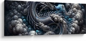 Obraz – Smok w dymie (z zegarem) (90x30 cm)