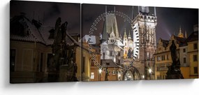 Obraz oświetlonej Bramy Pyłu (z zegarem) (90x30 cm)