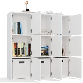 Biały regał na ubrania z zamykanymi szafkami G3-R24