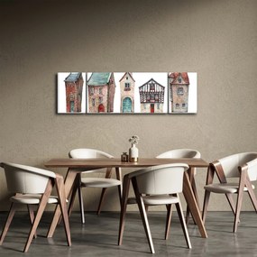 Obraz - Domy akwarelowe (170x50 cm)
