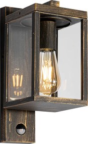 Lampa ścienna zewnętrzna antyczne złoto z czujnikiem ruchu IP44 - Charlois