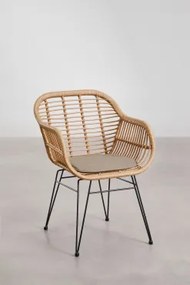 Zestaw 4 Krzeseł Ogrodowych Zole Z Wikliny Syntetycznej Czarna & Mokka Brąz - Sklum