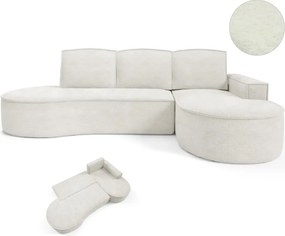 Narożnik MOLLY Prawostronny z funkcją spania, wolnostojący tkanina ABRIAMO 04 Biały