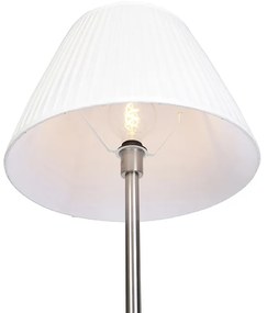 Lampa podłogowa stal klosz plisowany biały 45cm - Simplo Nowoczesny Oswietlenie wewnetrzne