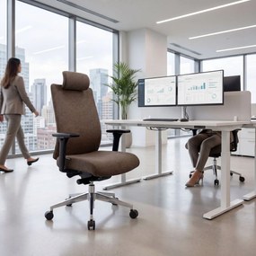 Fotel biurowy ergonomiczny brązowy VECTOR