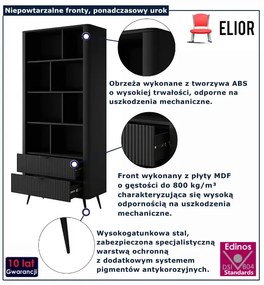 Czarny regał na książki glamour W7-H08