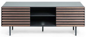 Czarna szafka pod TV w dekorze orzecha 162x58x45 cm Kesia – Kave Home