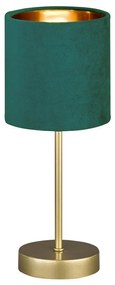 Metalowa lampa stołowa w zielono-złotym kolorze z tekstylnym kloszem (wysokość 34 cm) Aura – Fischer & Honsel