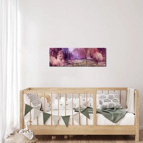 Obraz - Malarstwo pejzażowe jesienne (z zegarem) (90x30 cm)