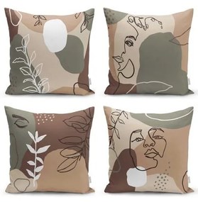 Zestaw 4 poszewek na poduszki Minimalist Cushion Covers Drawing Face, 43 x 43 cm