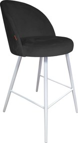 Hoker TRIX krzesło barowe tkanina Welur podstawa metalowa : Kolor nogi - Biały stożek, Kolor tkaniny - VELVET - MG19, Typ siedziska - Siedzisko stałe